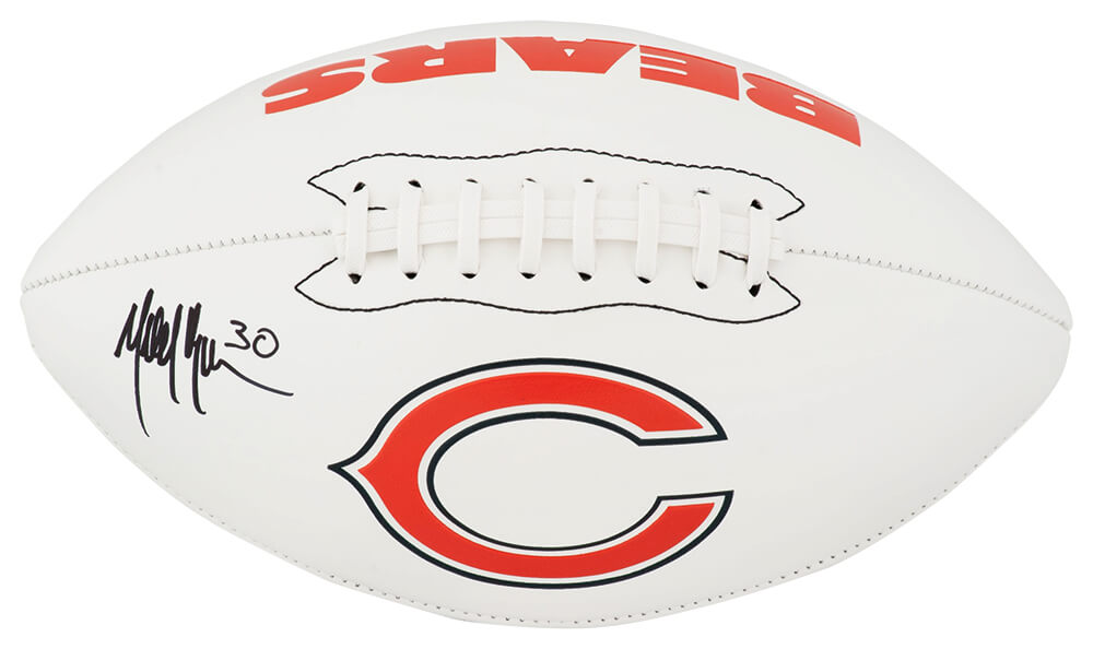 BROFTB350 Mike Brown Signed Chicago Bears Logo Franklin White Football