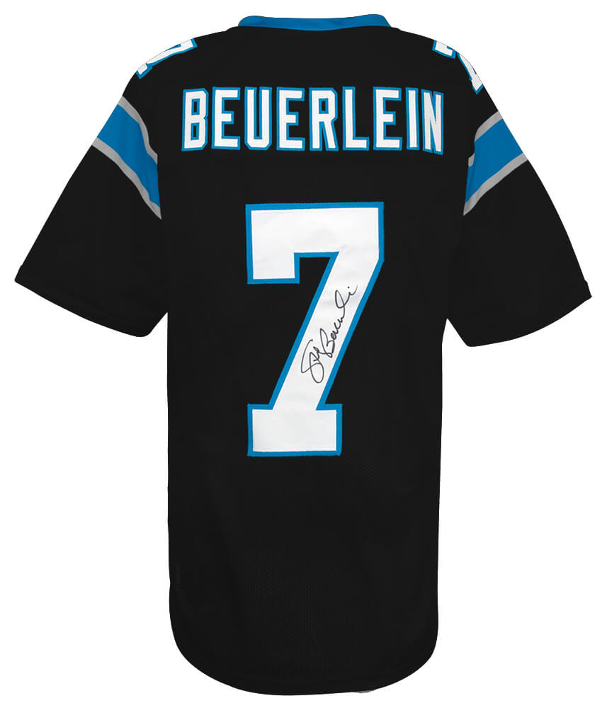 BEUJRY300 Steve Beuerlein Signed Custom Football Jersey, Black