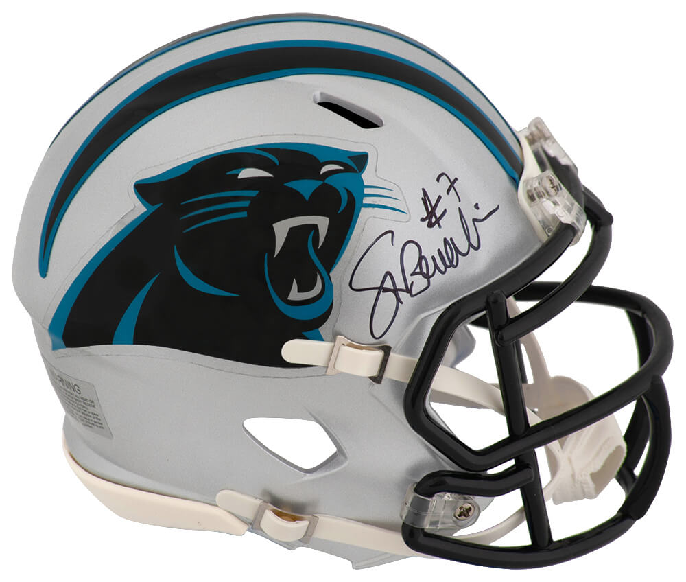 BEUMIN300 Steve Beuerlein Signed Carolina Panthers Riddell Speed Mini Helmet