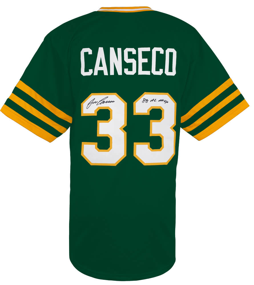 CANJRY106 Jose Canseco Signed Throwback Custom Baseball Jersey with 88 AL MVP, Green