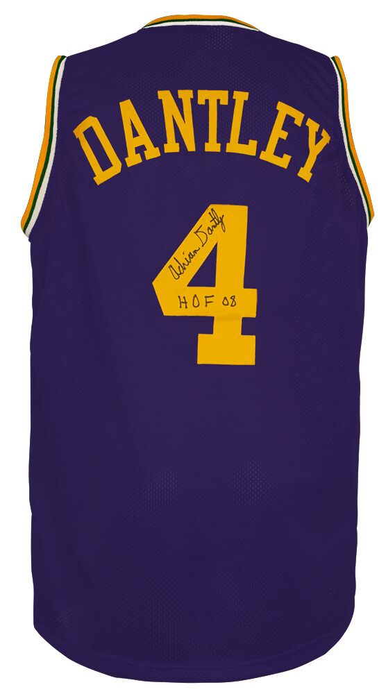 DANJRY211 Adrian Dantley Signed Purple Throwback Custom Basketball Jersey with HOF 08