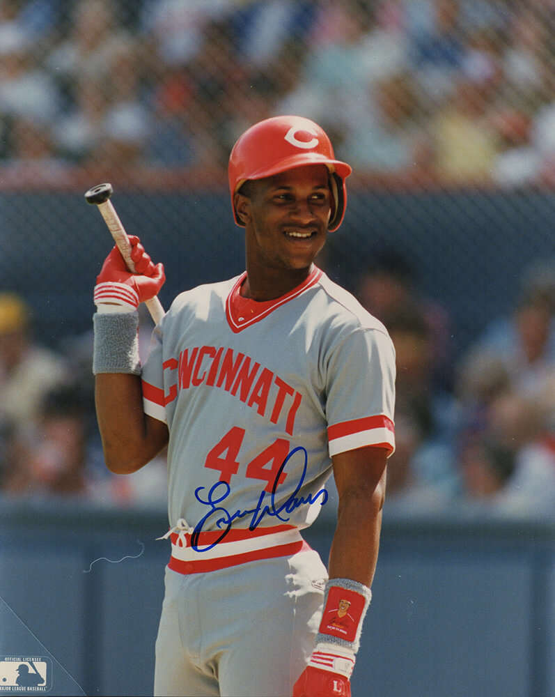 Picture of Schwartz Sports Memorabilia DAV08P106 8 x 10 in. Eric Davis Signed Reds Jersey Bat in Hand Photo&#44; Grey