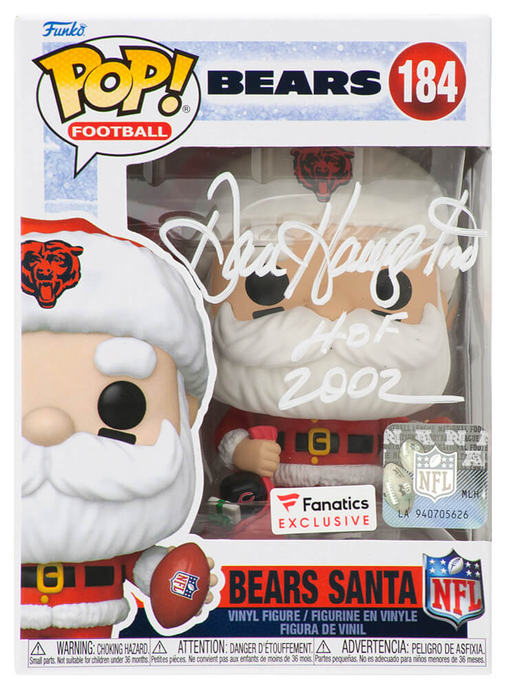 HAMFUN310 Dan Hampton Signed Chicago Bears Santa Funko Pop Doll No. 184 with HOF 2002