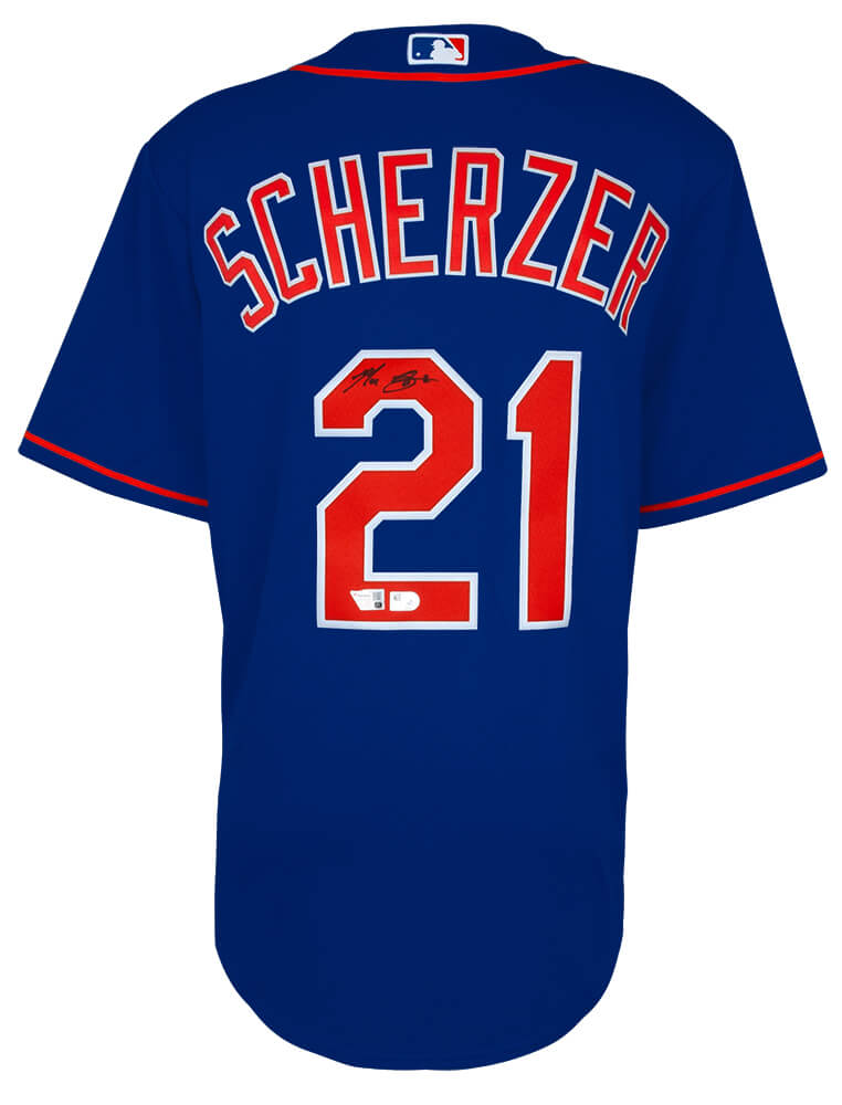 SCHJRY110 Max Scherzer Signed York Mets Nike Replica Baseball Jersey - Fanatics, Blue