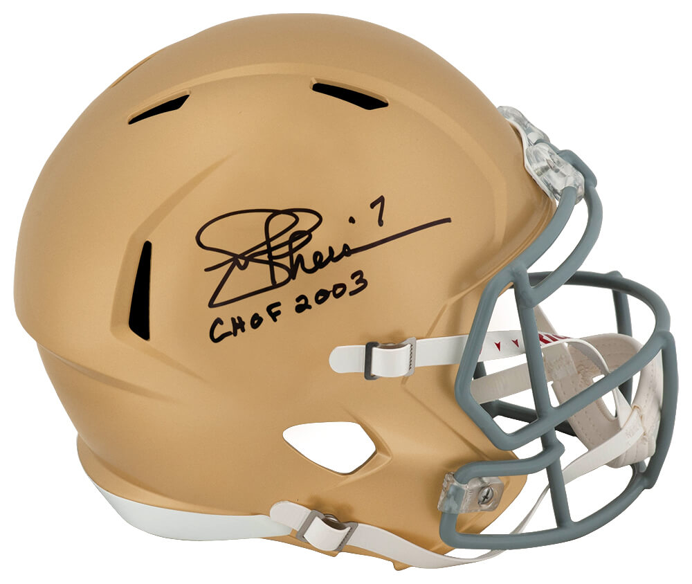 Picture of Schwartz Sports Memorabilia THEREP307 Joe Theismann Signed Notre Dame Riddell Speed Replica Helmet with Chof 2003 - Full Size