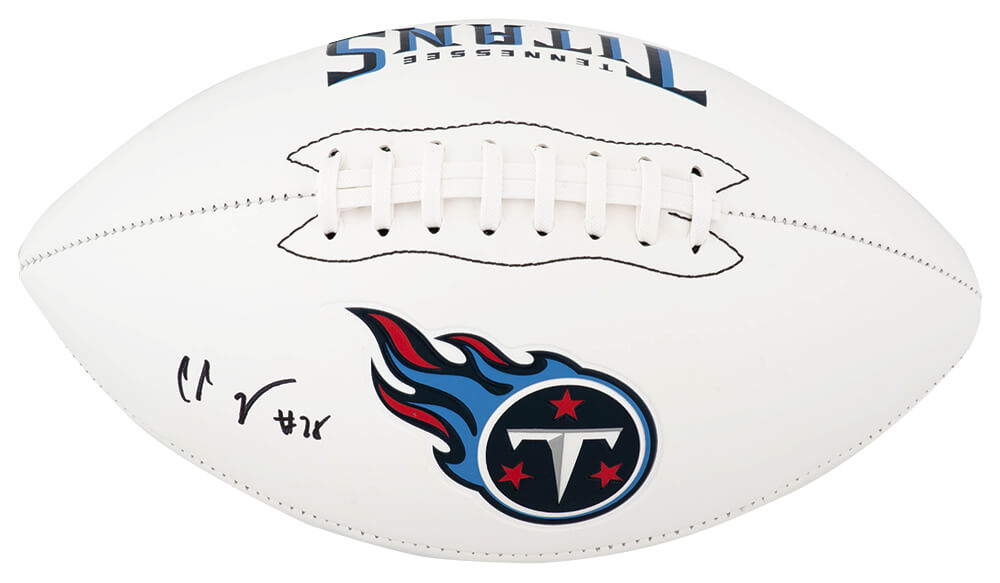 JOHFTB316 Chris Johnson Signed Tennessee Titans Logo Franklin Football, White