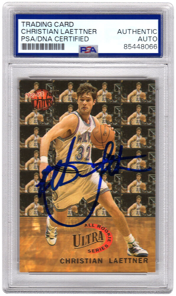 Picture of Schwartz Sports Memorabilia LAECAR208 Christian Laettner Signed Timberwolves 1992-1993 Fleer Ultra Rookie Series Basketball Card No. 4 - PSA Encapsulated