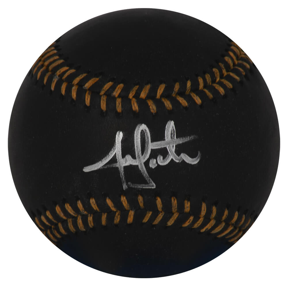 Picture of Schwartz Sports Memorabilia LESBSB104 Jon Lester Signed Rawlings Official Black MLB Baseball