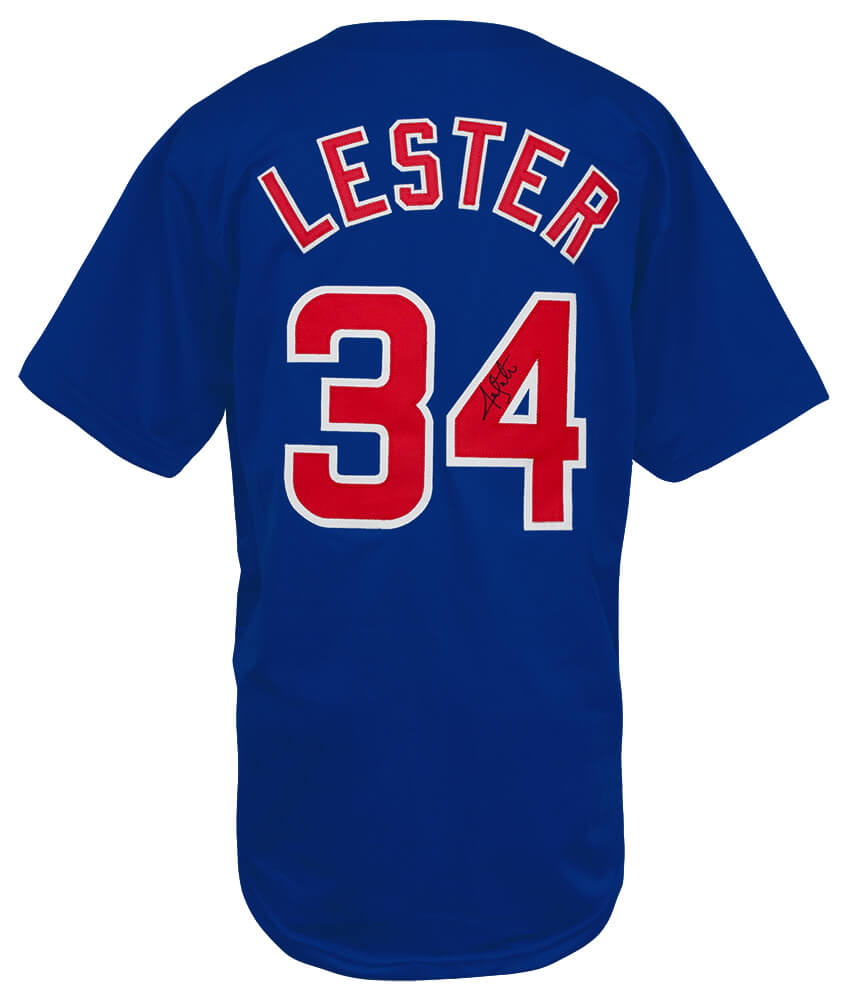 LESJRY105 Jon Lester Signed Custom Baseball Jersey, Blue
