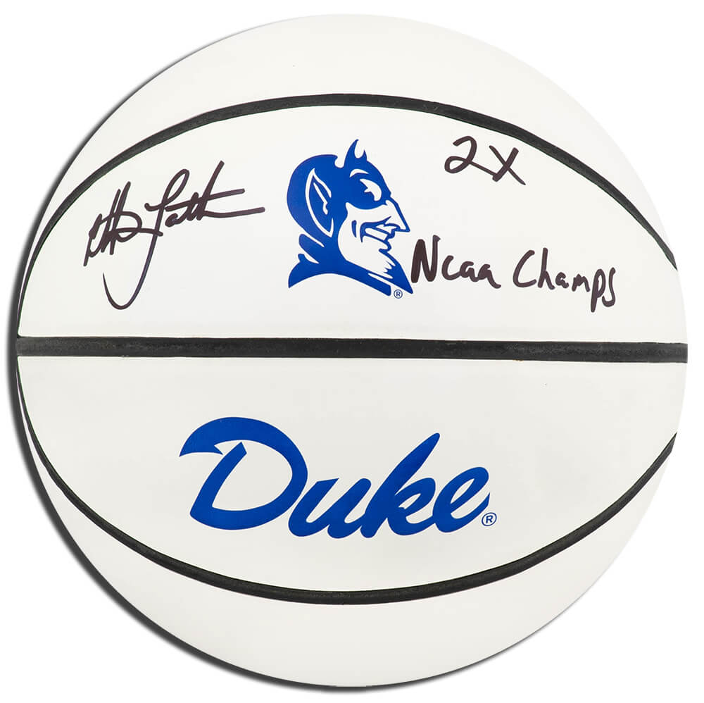 Picture of Schwartz Sports Memorabilia LAEBSK212 Christian Laettner Signed Duke Blue Devils Rawlings Logo Basketball with 2x NCAA Champs&#44; White