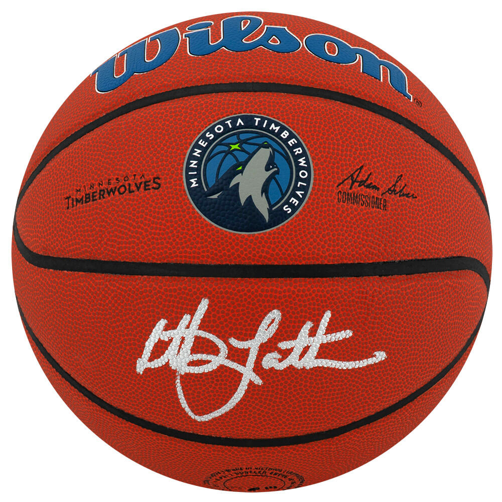 LAEBSK219 Christian Laettner Signed Wilson Minnesota Timberwolves Logo NBA Basketball - Full Size