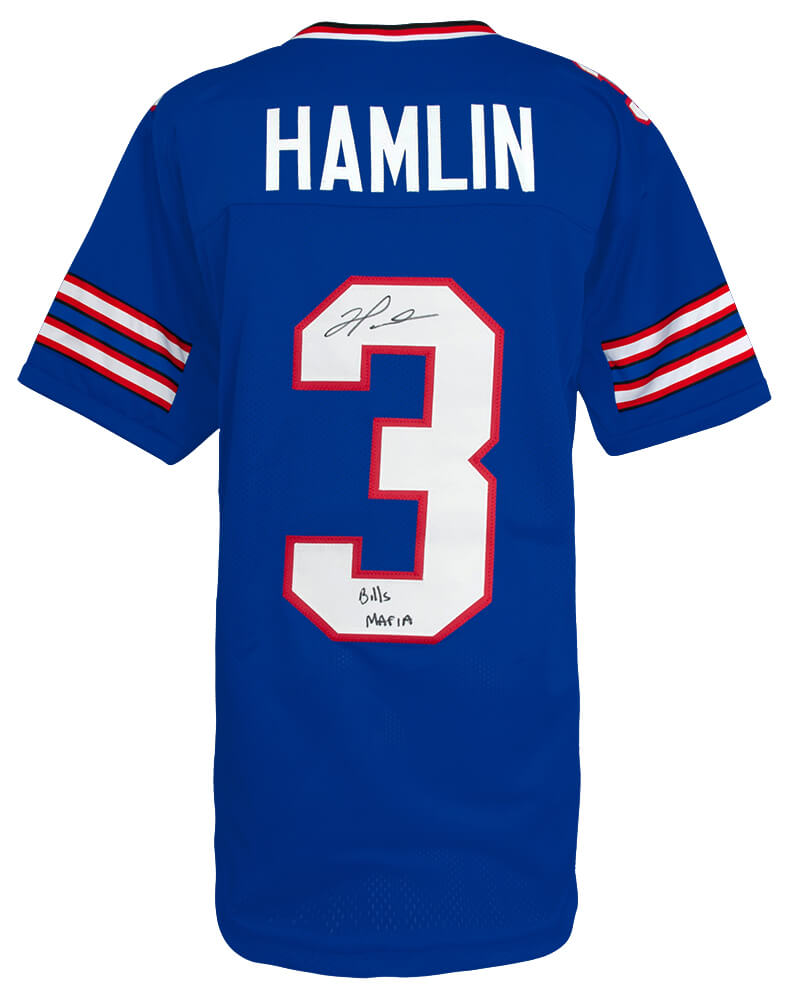 HAMJRY341 Damar Hamlin Signed Blue Custom Football Jersey with Bills Mafia