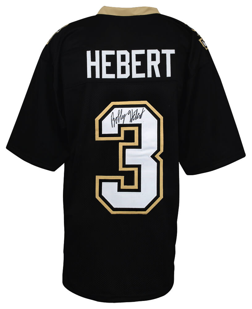 HEBJRY300 Bobby Hebert Signed Custom Football Jersey, Black