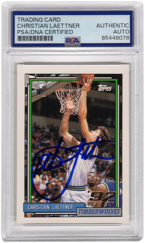 Picture of Schwartz Sports Memorabilia LAECAR205 Christian Laettner Signed Timberwolves 1992-1993 Topps Rookie Basketball Card No. 334 - PSA Encapsulated