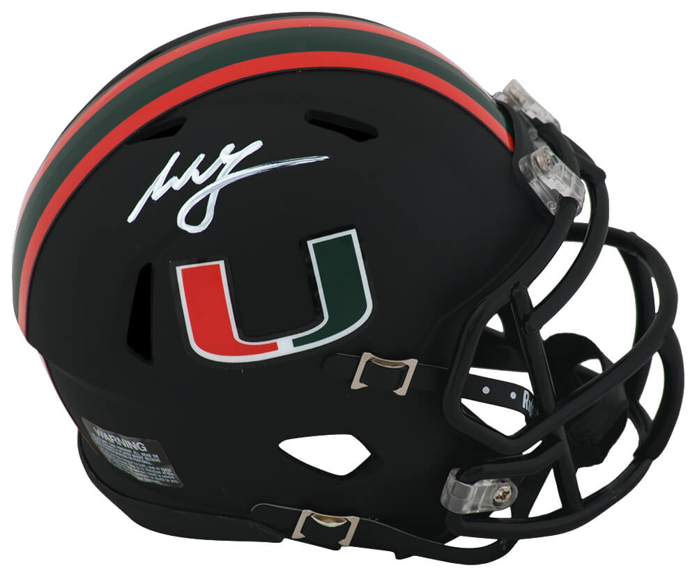 Picture of Schwartz Sports Memorabilia MCGMIN300 Willis McGahee Signed Miami Hurricanes Night Alternate Riddell Speed Mini Helmet&#44; Black