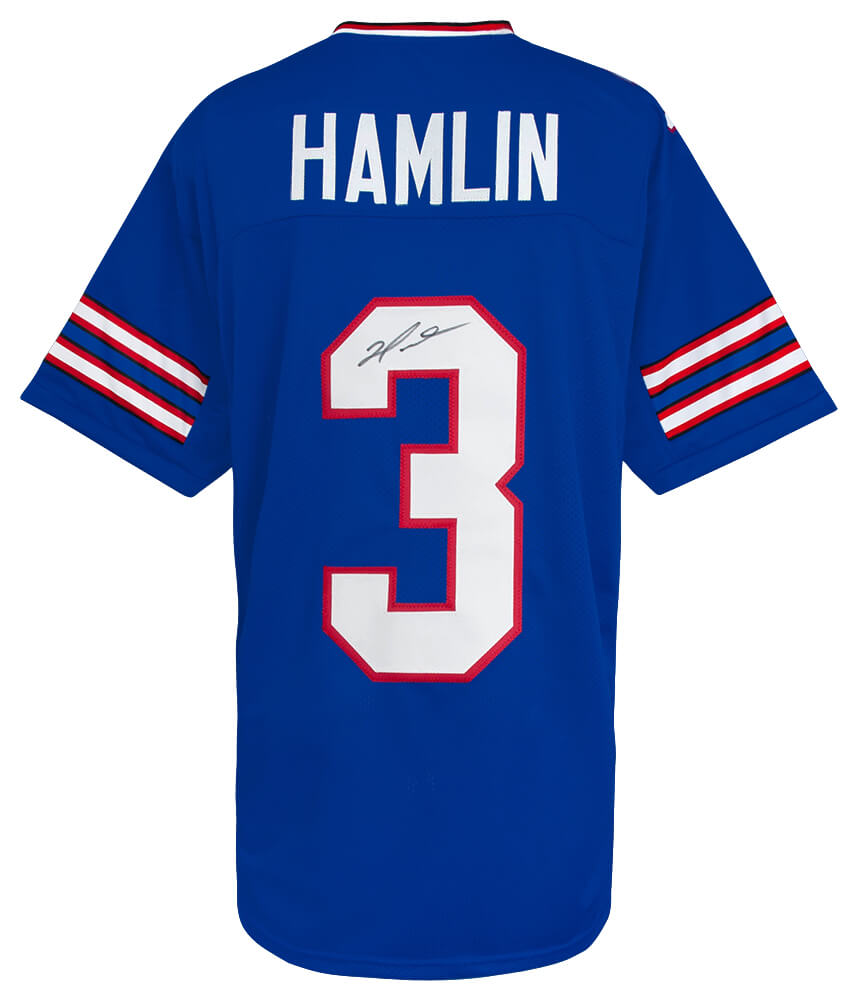 HAMJRY340 Damar Hamlin Signed Custom Football Jersey, Blue