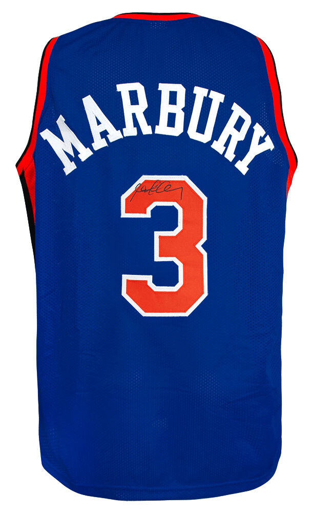MARJRY200 Stephon Marbury Signed Custom Basketball Jersey, Blue