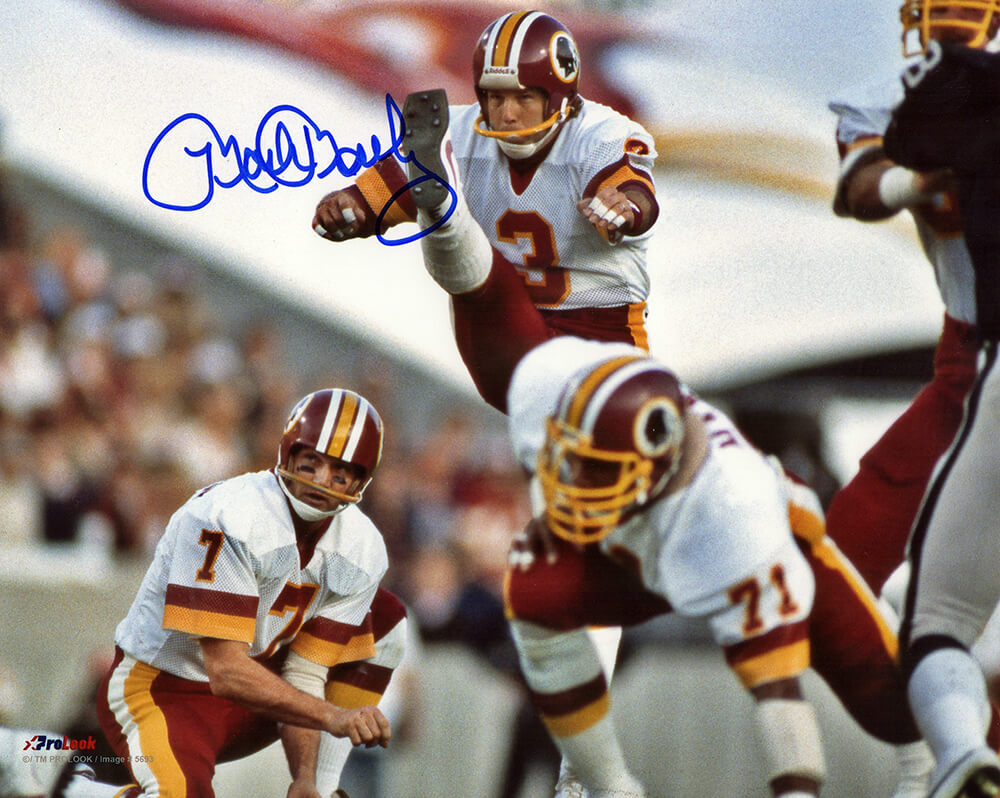 Picture of Schwartz Sports Memorabilia MOS08P304 8 x 10 in. Mark Moseley Signed Washington Football Team White Jersey Kicking Action Photo