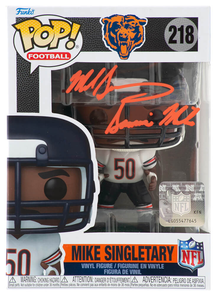Picture of Schwartz Sports Memorabilia SINFUN301 Mike Singletary Signed Chicago Bears Funko Pop Doll No. 218 with Samurai Mike
