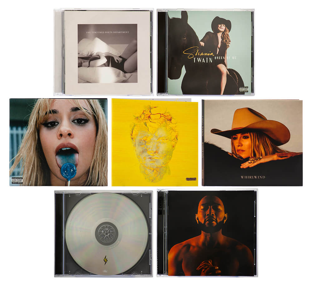 UNCDLT600 Unsealed CDs - Taylor Swift - ED Sheeran - Shania Twain - John Legend - Kelly Clarkson - J. Balvin