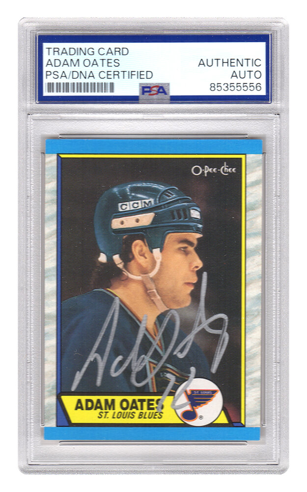 OATCAR403 Adam Oates Signed 1989 O-Pee-Chee Hockey Trading Card No. 185 - PSA Encapsulated