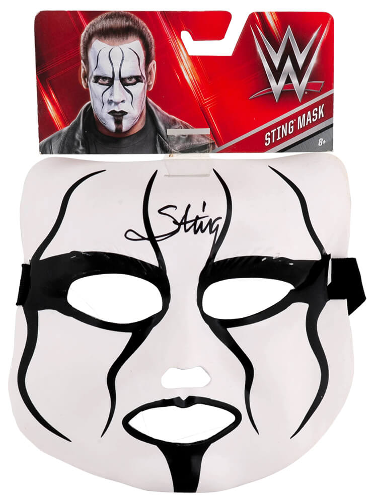 STIOTH500 Sting Signed WWE Wrestling Mask, White & Black