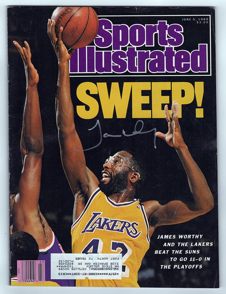 Picture of Schwartz Sports Memorabilia WORMAG200 James Worthy Signed Sports Illustrated June 5 1989 Original Magazine