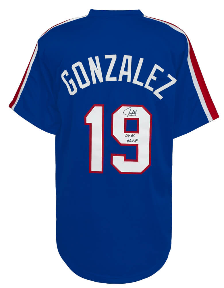 GONJRY101 Juan Gonzalez Signed Throwback Custom Baseball Jersey with 2x AL MVP, Blue