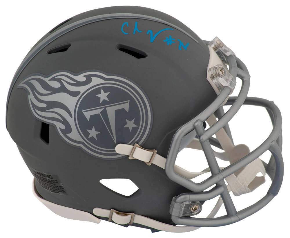 JOHMIN305 Chris Johnson Signed Tennessee Titans Slate Riddell Speed Mini Helmet