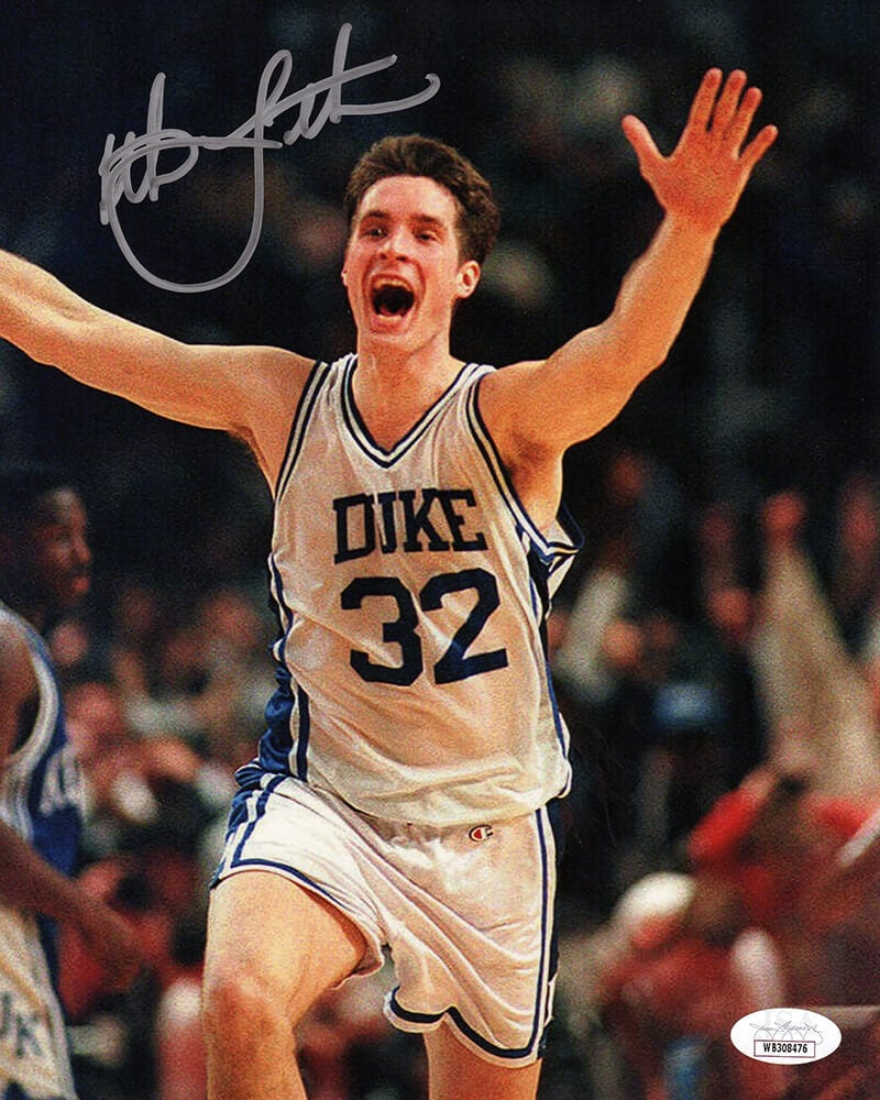 Picture of Schwartz Sports Memorabilia LAE08P208MYS 8 x 10 in. Christian Laettner Signed Duke the Shot Celebration Arms Raised Photo - JSA