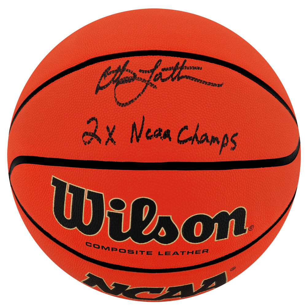 Picture of Schwartz Sports Memorabilia LAEBSK213 Christian Laettner Signed Wilson Legends Basketball with 2x NCAA Champs - Full Size