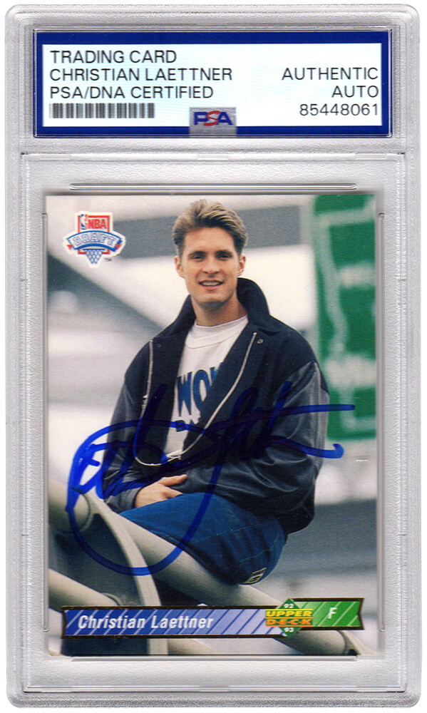 Picture of Schwartz Sports Memorabilia LAECAR209 Christian Laettner Signed Timberwolves 1992-1993 Upper Deck Rookie Basketball Card No. 3 - PSA Encapsulated