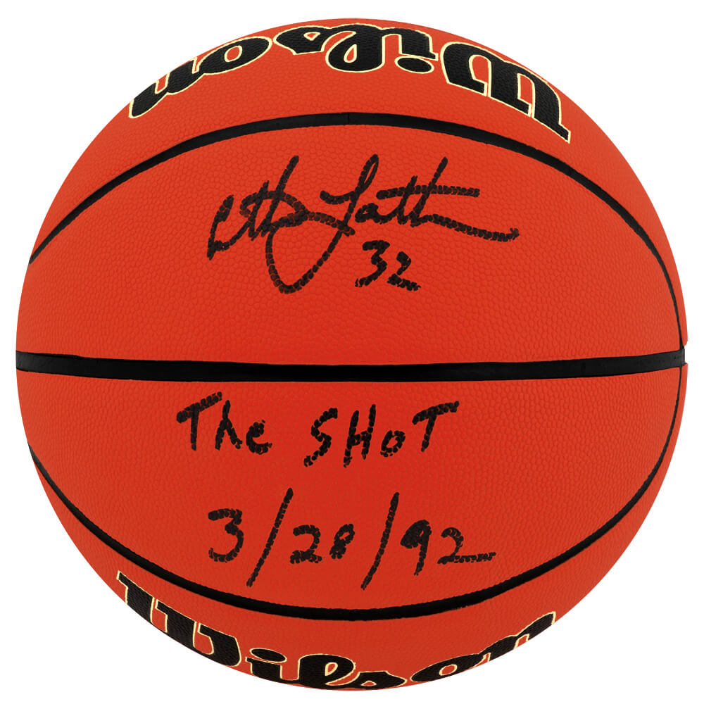 Picture of Schwartz Sports Memorabilia LAEBSK215 Christian Laettner Signed Wilson NCAA Legends F & S Basketball with the Shot 3-28-92