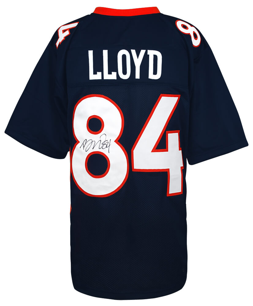 LLOJRY300 Brandon Lloyd Signed Custom Football Jersey, Navy & Orange