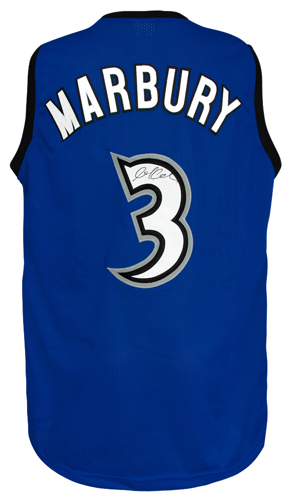MARJRY201 Stephon Marbury Signed Throwback Custom Basketball Jersey, Blue
