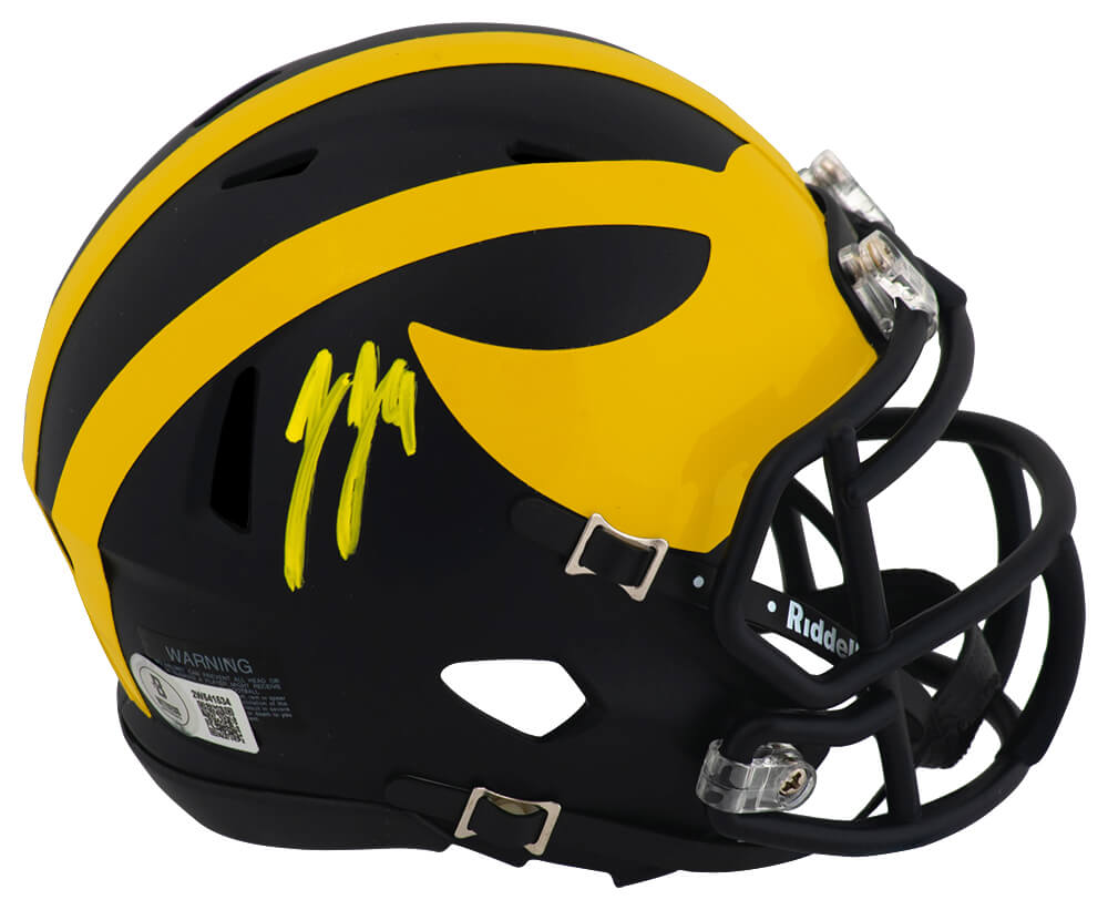 Picture of Schwartz Sports Memorabilia MCCMIN320 J.J. JJ McCarthy Signed Michigan Wolverines Riddell Speed Mini Helmet Beckett