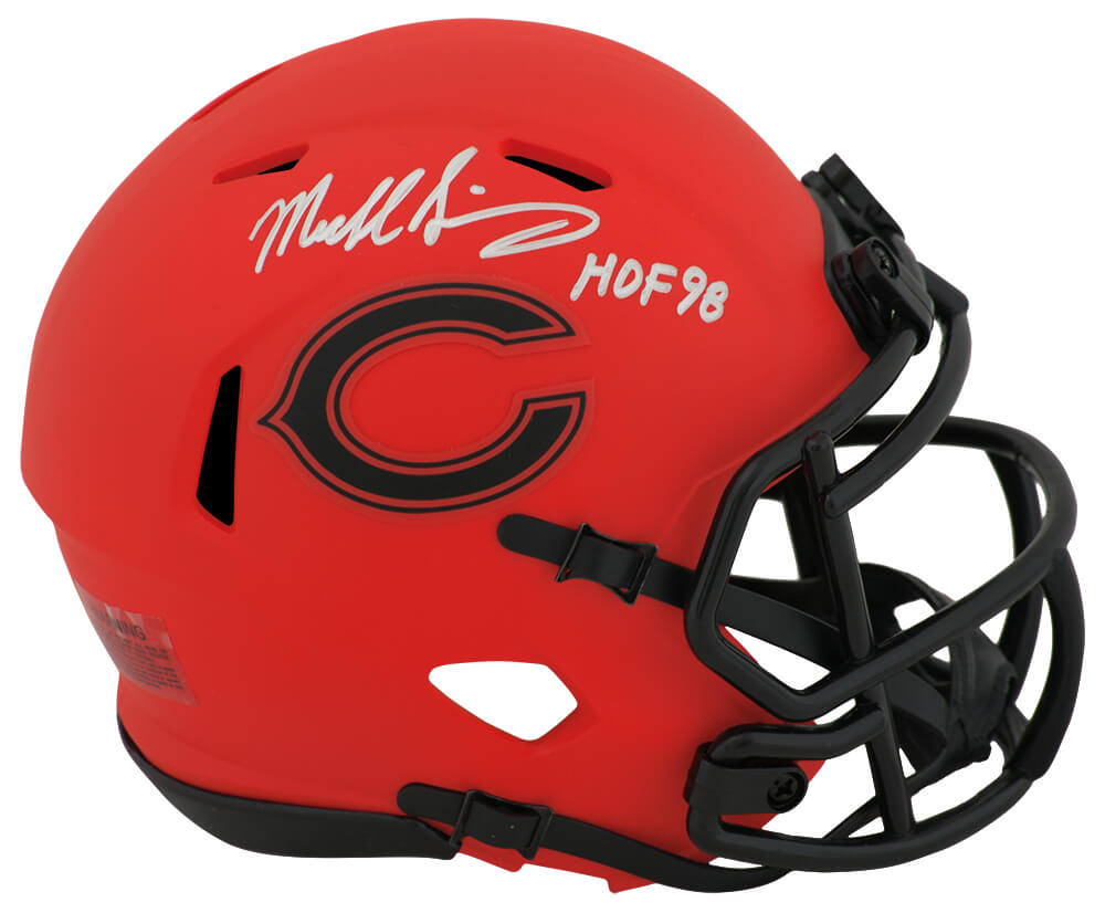 Picture of Schwartz Sports Memorabilia SINMIN332 Mike Singletary Signed Chicago Bears Rave Riddell Speed Mini Helmet with HOF 98