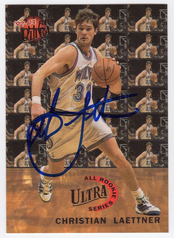 LAECAR203 Christian Laettner Signed Minnesota Timberwolves 1992-1993 Fleer Ultra Rookie Series Basketball Card No. 4