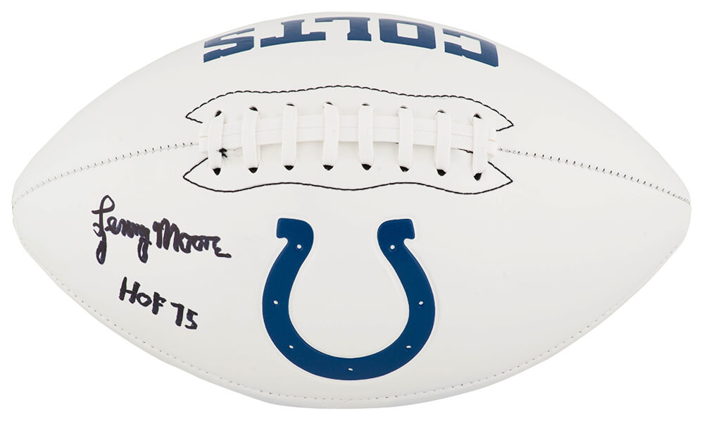 Picture of Schwartz Sports Memorabilia MOOFTB330 Lenny Moore Signed Colts Franklin White Logo Football with HOF 75 - Full Size