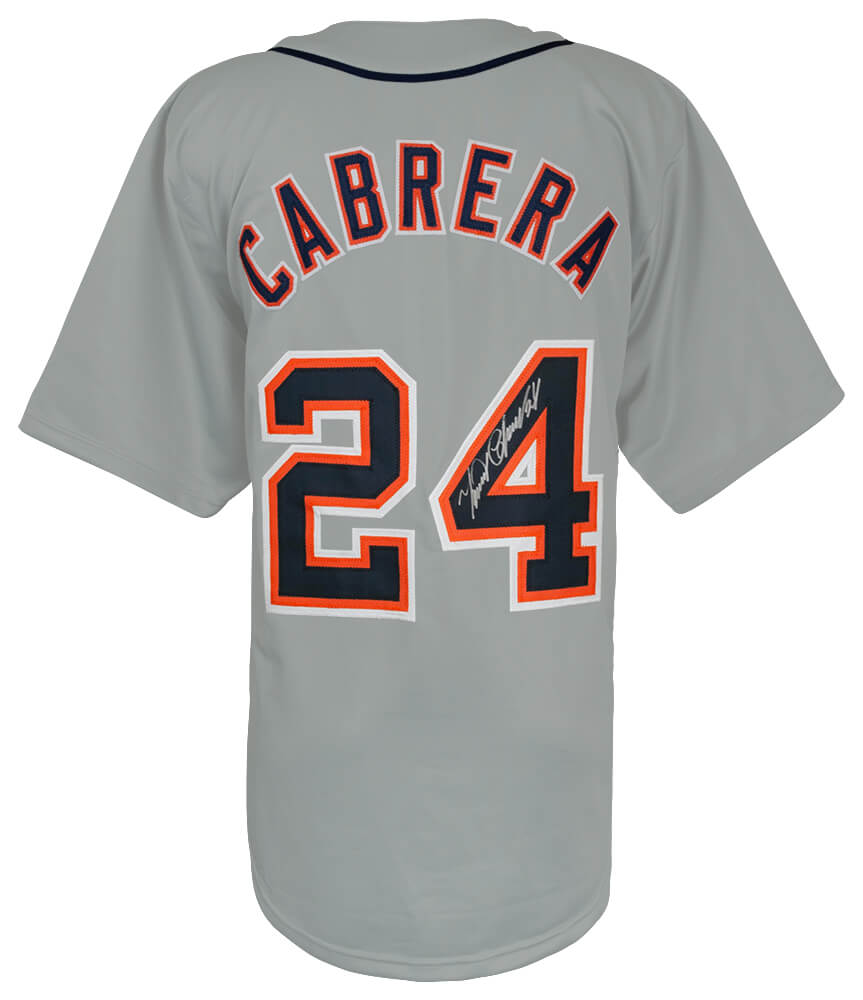 CABJRY110 Miguel Cabrera Signed Grey Custom Baseball Jersey