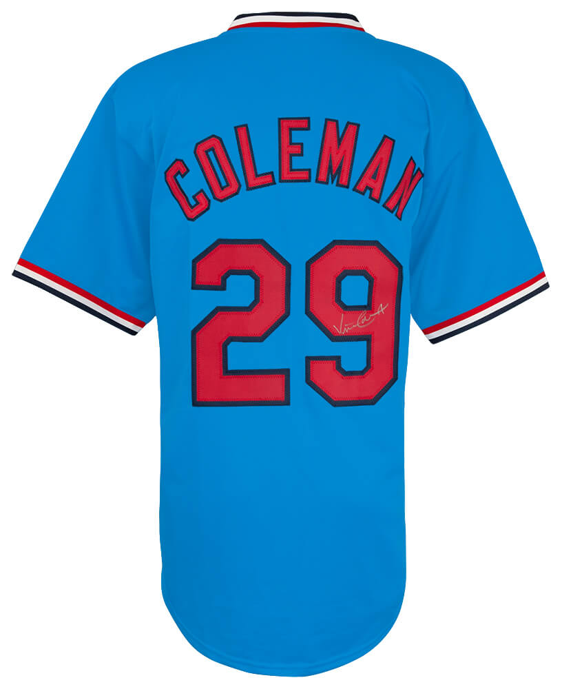 COLJRY111 Vince Coleman Signed T-B Custom Baseball Jersey, Blue