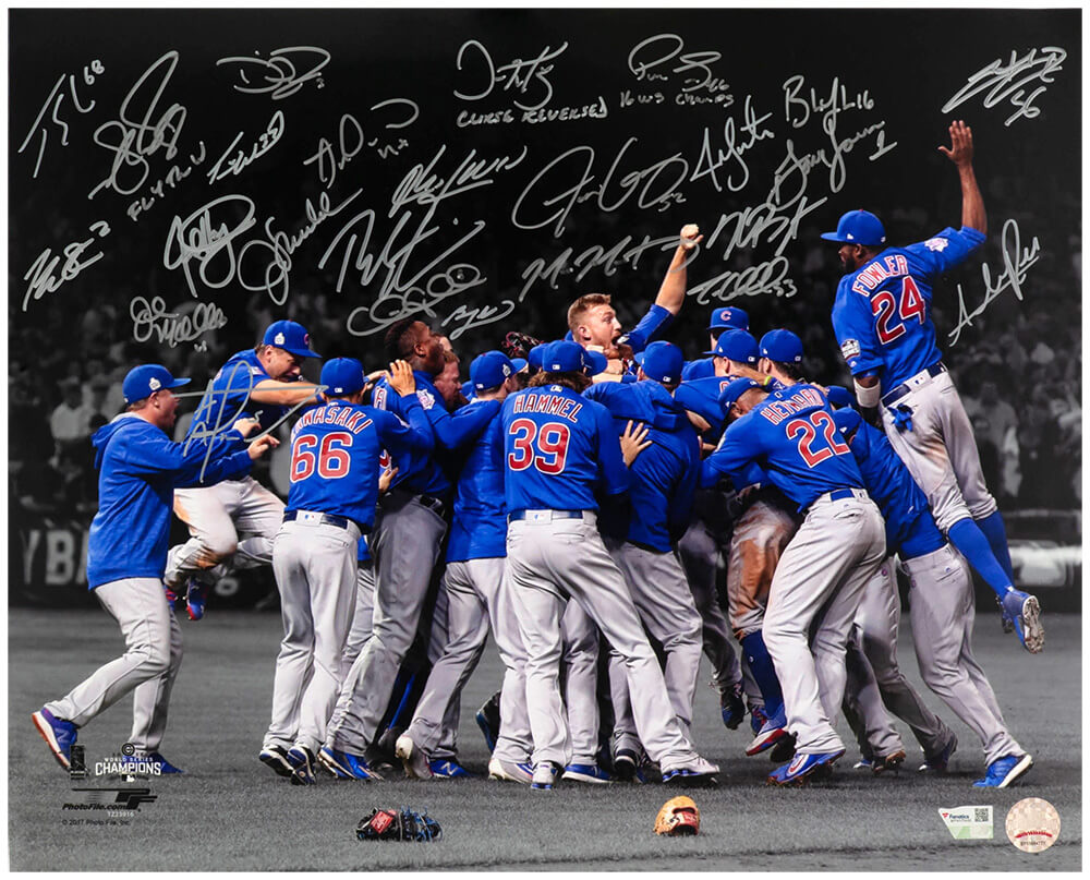 CUB16P187 16 x 20 in. 2016 Chicago Cubs Team Signed Chicago Cubs 2016 World Series Celebration Spotlight Photo 25 Sigs