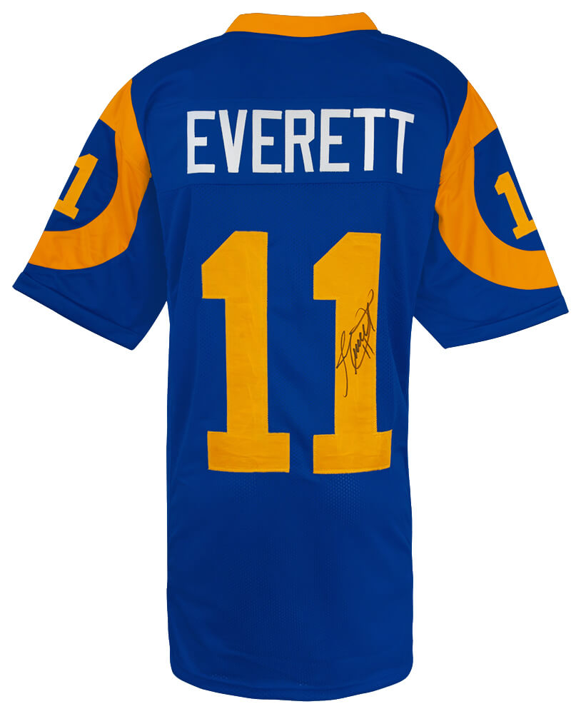 EVEJRY301 Jim Everett Signed Throwback Custom Football Jersey, Blue
