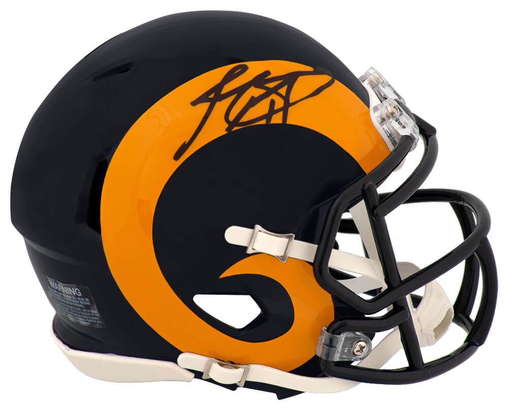 EVEMIN300 Jim Everett Signed Los Angeles Rams Throwback Riddell Speed Mini Helmet