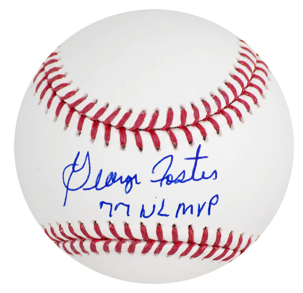 FOSBSB101 George Foster Signed Rawlings Official MLB Baseball with 77 NL MVP