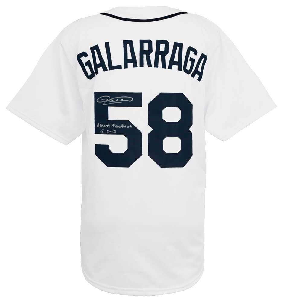 GALJRY100 Armando Galarraga Signed Custom Baseball Jersey with Almost Perfect 6-2-10, White