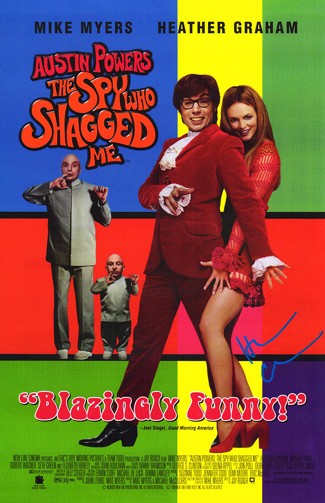 GRAPST510 11 x 17 in. Heather Graham Signed Austin Powers The Spy Who Shagged Me Movie Poster