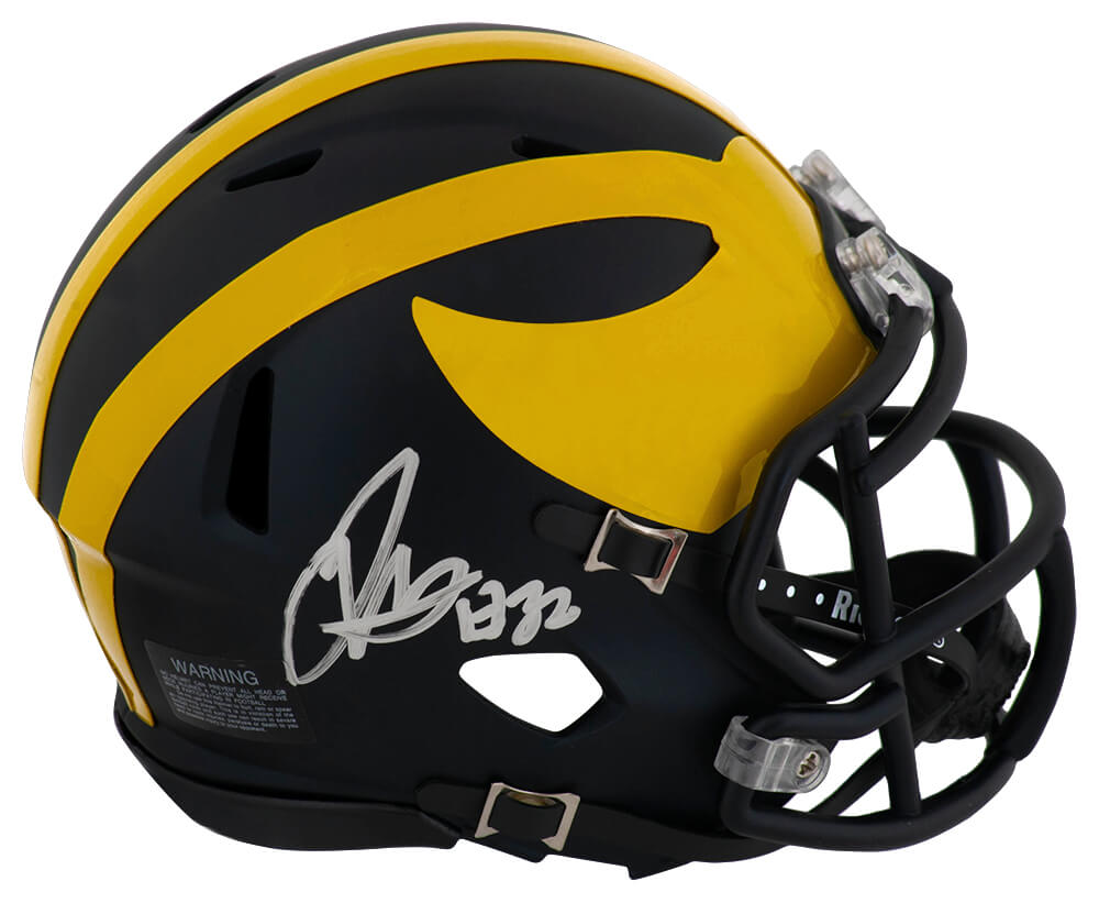 HARMIN320 Jaylen Harrell Signed Michigan Wolverines Riddell Speed Mini Helmet