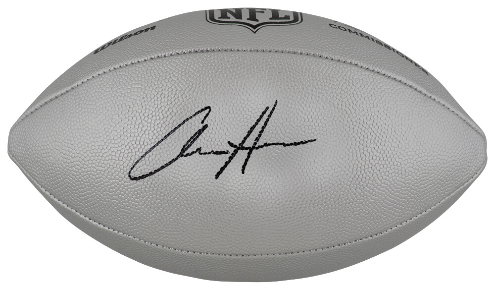 HUTFTB301 Aidan Hutchinson Signed Wilson Duke Silver Metallic NFL Full Size Replica Football