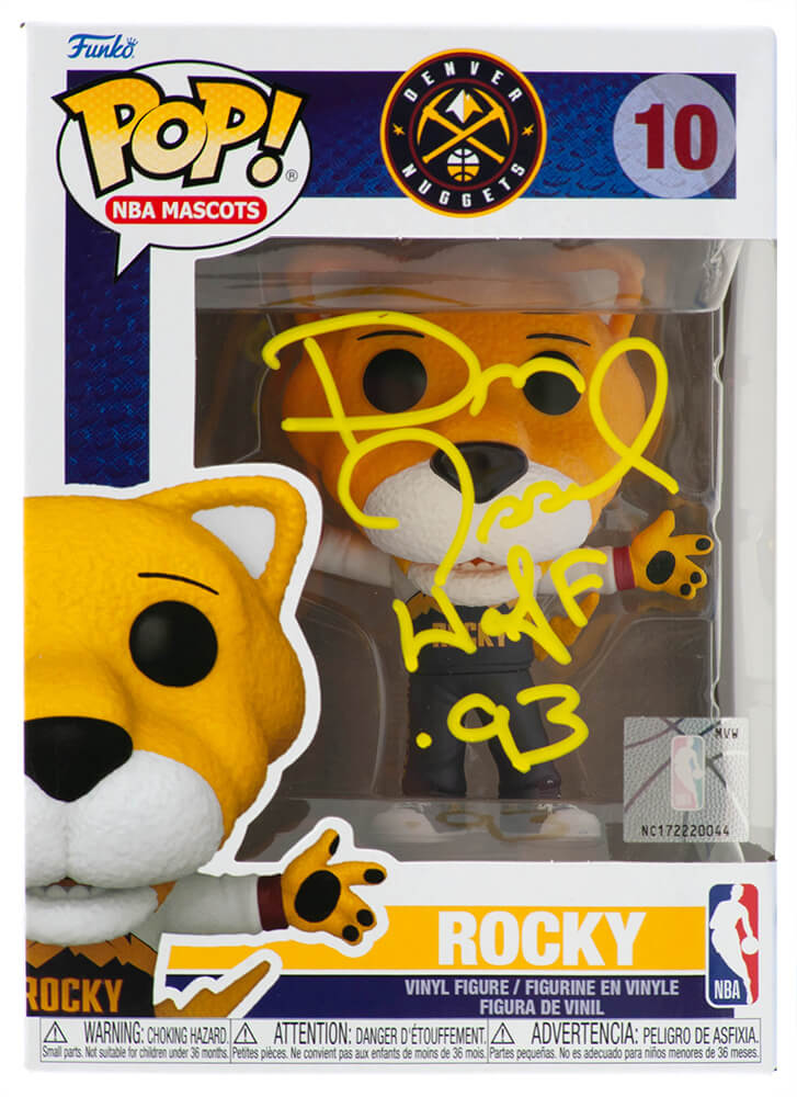 ISSFUN200 Dan Issel Signed Denver Nuggets Rocky Mascot Funko Pop Doll 10 with HOF 93